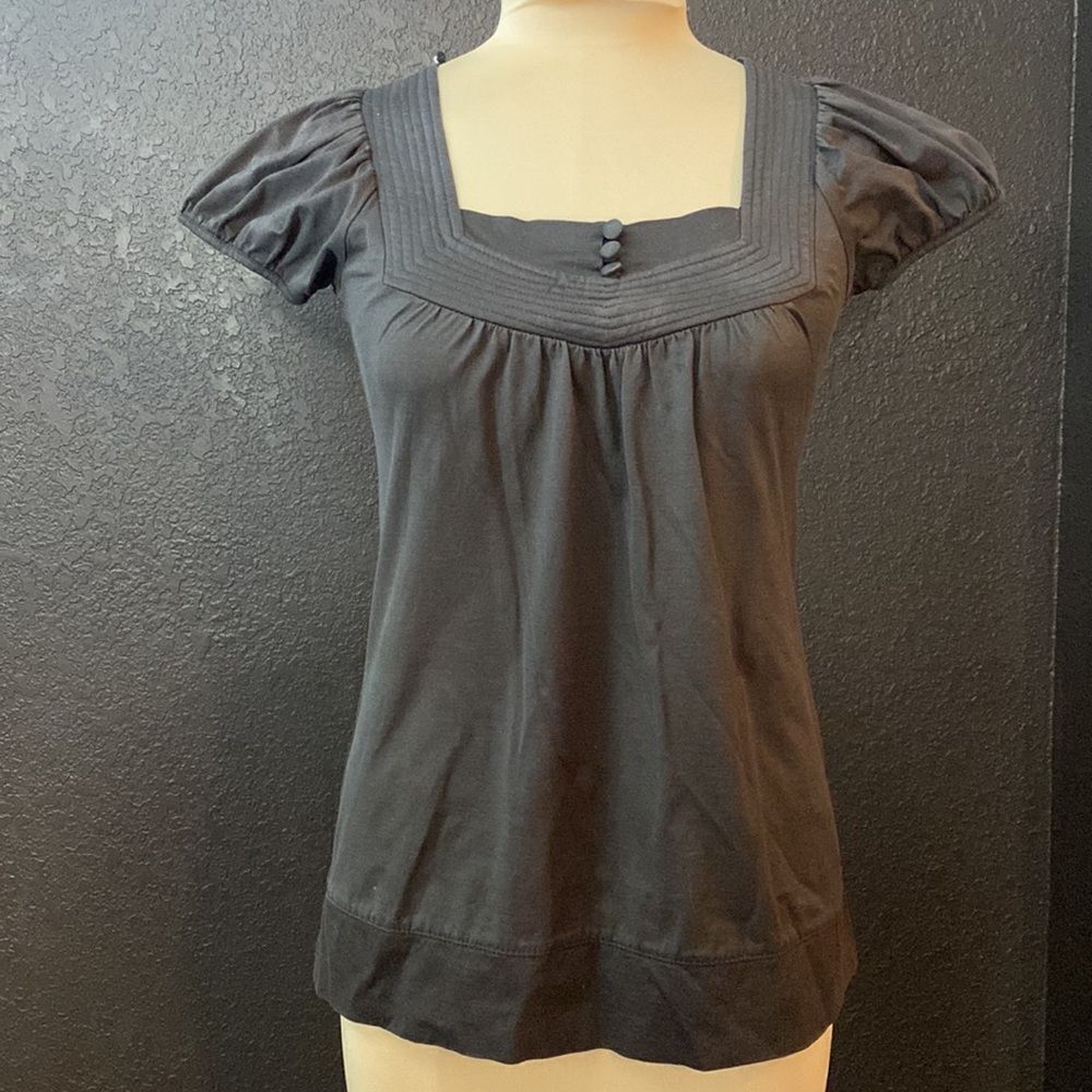 Zara Basic Collection Brown seamed square neck stretch knit tunic top